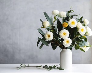 beautiful bouquet of flowers in a vase on a white background