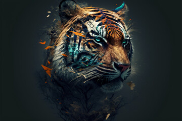 Tiger wallpaper background. The face of a tiger. Generative AI.