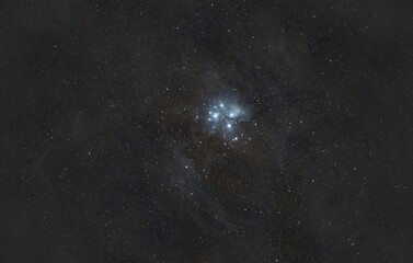 Pleiades star cluster and space dust