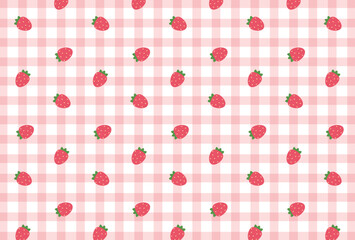 seamless pattern with strawberries and gingham for banners, cards, flyers, social media wallpapers, etc.