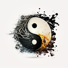 Yin yang, Taoism symbolic philosophical concept. Generative AI.