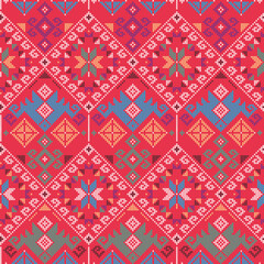 Yakan weaving inspired vector seamless pattern - Filipino traditonal geometric textile or fabric print design

