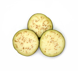 eggplant sliced isolated on white 