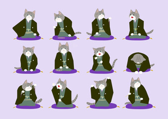 落語ねこ　寄席で落語をする　落語家グレーネコ