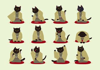 落語ねこ　寄席で落語をするクロネコ