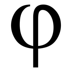 Greek alphabet symbol phi on Transparent Background