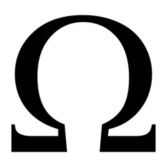Greek Alphabet Symbol Omega on Transparent Background