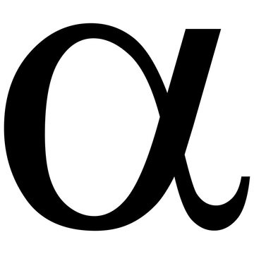 Greek alphabet symbol alpha on Transparent Background
