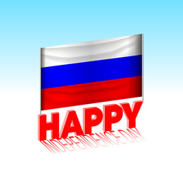 Russia independence day. Simple Russia flag and billboard in the sky. 3d lettering template. Ready special day design message.