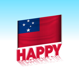 Samoa independence day. Simple Samoa flag and billboard in the sky. 3d lettering template. Ready special day design message.