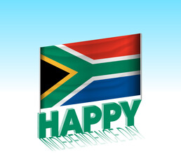 South Africa independence day. Simple South Africa flag and billboard in the sky. 3d lettering template. Ready special day design message.