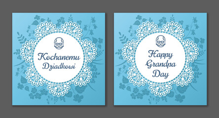 Grandpa day card. Grandfather day. Vector design. Polish and english.