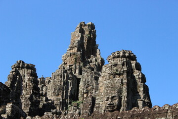 Fototapeta na wymiar カンボジアのシェムリアップにあるアンコールトム遺跡のバイヨン寺院