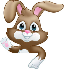 Easter Bunny Rabbit Cartoon Sign