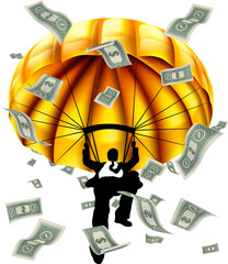 Golden Parachute Cash Silhouette Business Man