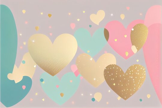 Hearts isolated from the background with pastel colors. Great as valentine's day postcard or background.	
