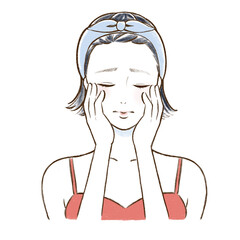 肌に悩む　女性