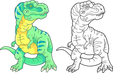 prehistoric dinosaur tyrannosaurus, funny illustration