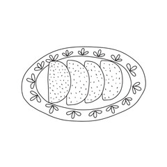 Vector Azerbaijani traditional dish. Hand drawn qutab dish