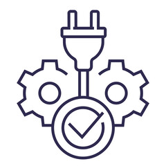 Obraz premium electric plug and check mark, line icon