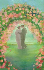 Outdoor-Kissen man and woman. oil painting. illustration.  © Anna Ismagilova