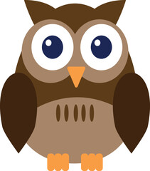 A brown owl in the flat style. Vector file for designs.