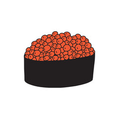 Vector hand drawn nigiri sushi with caviar sketch