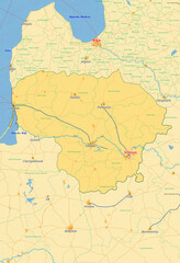 Litauen Karte mit Städten Straßen Flüssen Seen