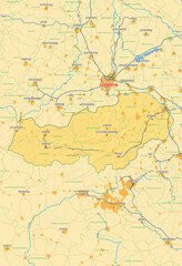 Slowakei Karte mit Städten Straßen Flüssen Seen