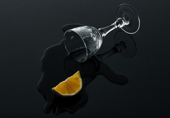 Still life with glass and lemon