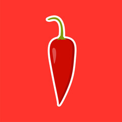chili flat design vector illustration. Hot red pepper