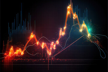 Fototapeta na wymiar Closeup financial chart with uptrend line candlestick graph 6 with Generative AI