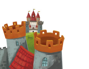cartoon scene with castle isolated illustration for children