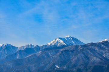Plakat 冬の信州の絶景　澄んだ青空と雪の北アルプス