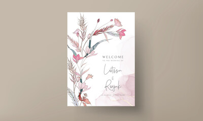elegant hand drawing floral wedding invitation card with watercolor