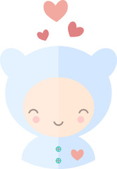 Cute baby with a hearts flat style avatar