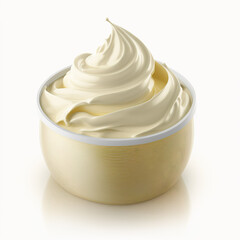 Whipped cream or custard isolated on white background. Ai generating image illustration