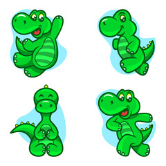 cute dinosaurs workout cartoon illustration