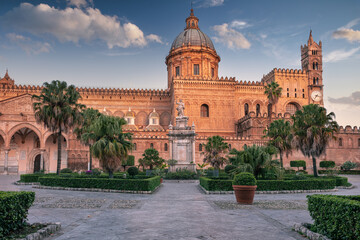 Palermo Cathedral, Sicily, Italy. Cityscape image of famous Palermo Cathedral in Palermo, Italy at sunrise.