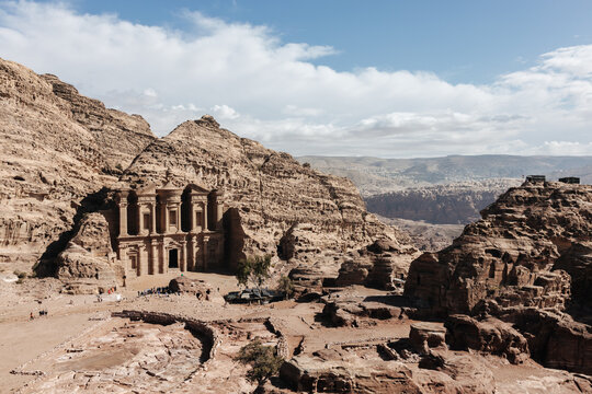 The Monastery tomb, carved in stone at the famous archaeological site Petra in Jordan.