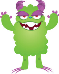Funny cartoon smiling  monster character. Illustration of cute and happy alien creature. Halloween design