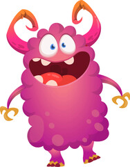Funny cartoon smiling  monster character. Illustration of cute and happy alien creature. Halloween design