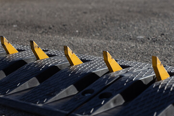Spikes at road barrier. one way.