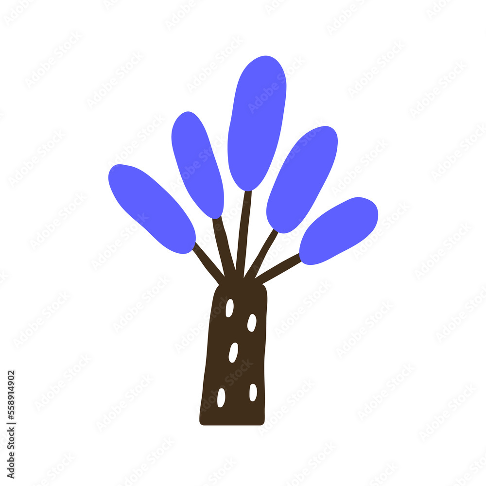 Aufkleber abstract tree in childish scandinavian style, naive art. exotic fairytale palm, doodle primitive for