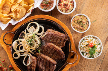 culinária, prato, fritar, prato, almoço, culinária, biscoito de aveia, galinha, epicure, carne de porco, assadas, delicioso, carne, quente, cozinhar, branco, close up, fritar, gostoso