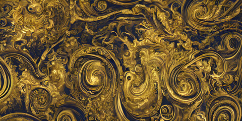 background of the golden ornament,Golden Baroque and Rococo styles, seamless pattern
