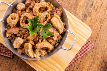 culinária, prato, fritar, prato, almoço, culinária, biscoito de aveia, galinha, epicure, carne de porco, assadas, delicioso, carne, quente, cozinhar, branco, close up, fritar, gostoso