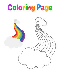 Coloring page with Rainbow for kids