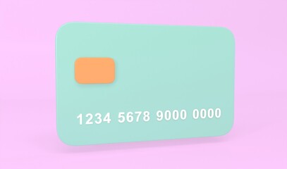 3D credit card money financial security for online shopping, online payment credit card 3d with payment protection concept. 3d render business finance, online banking and online shopping.