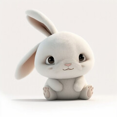 Obraz na płótnie Canvas Illustration of a cute Easter bunny isolated in a white background - Created with Generative AI Technology 